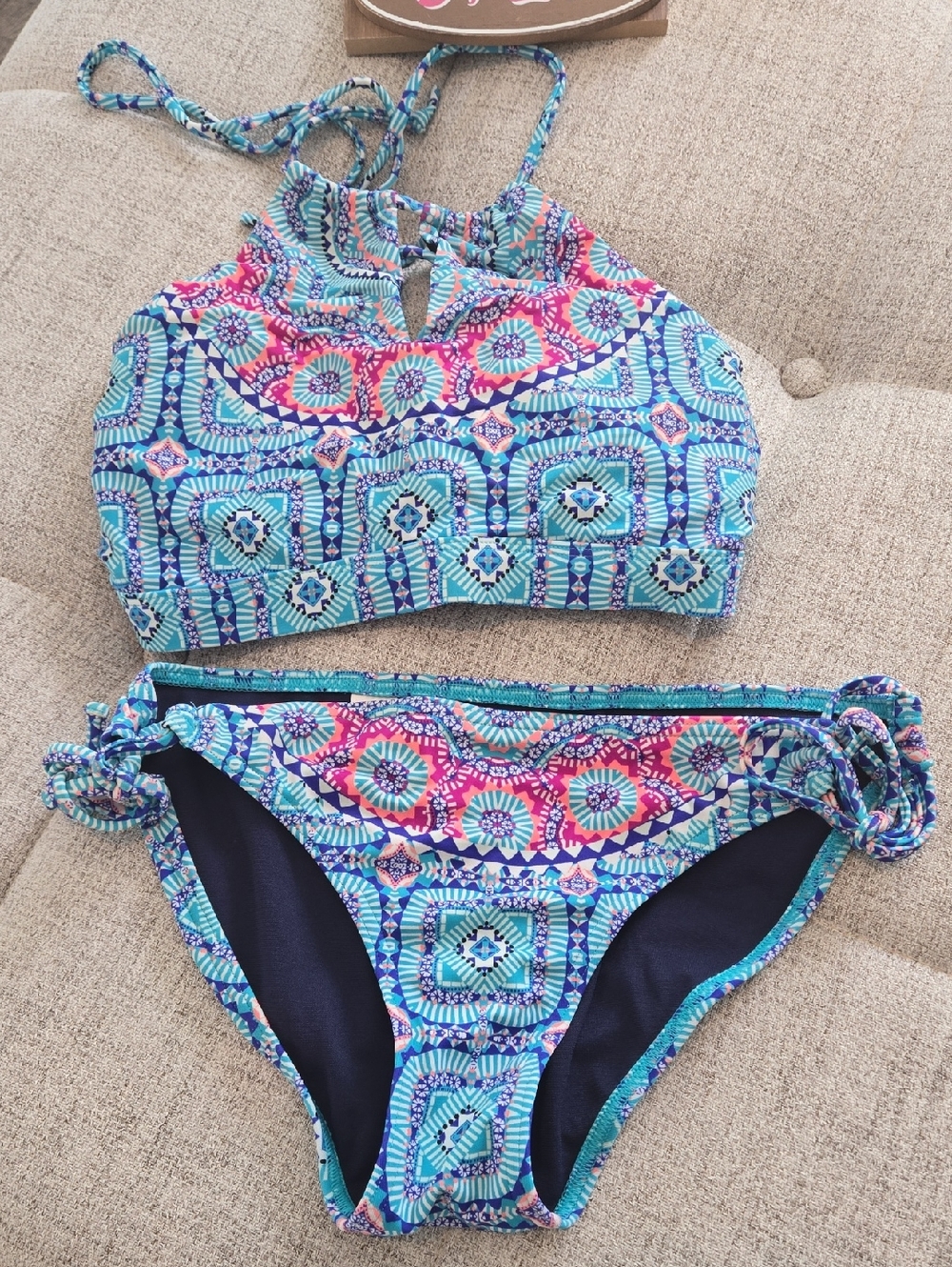 Athleta Turquoise Patterned Two-Piece Bikini - Picture 2 of 14